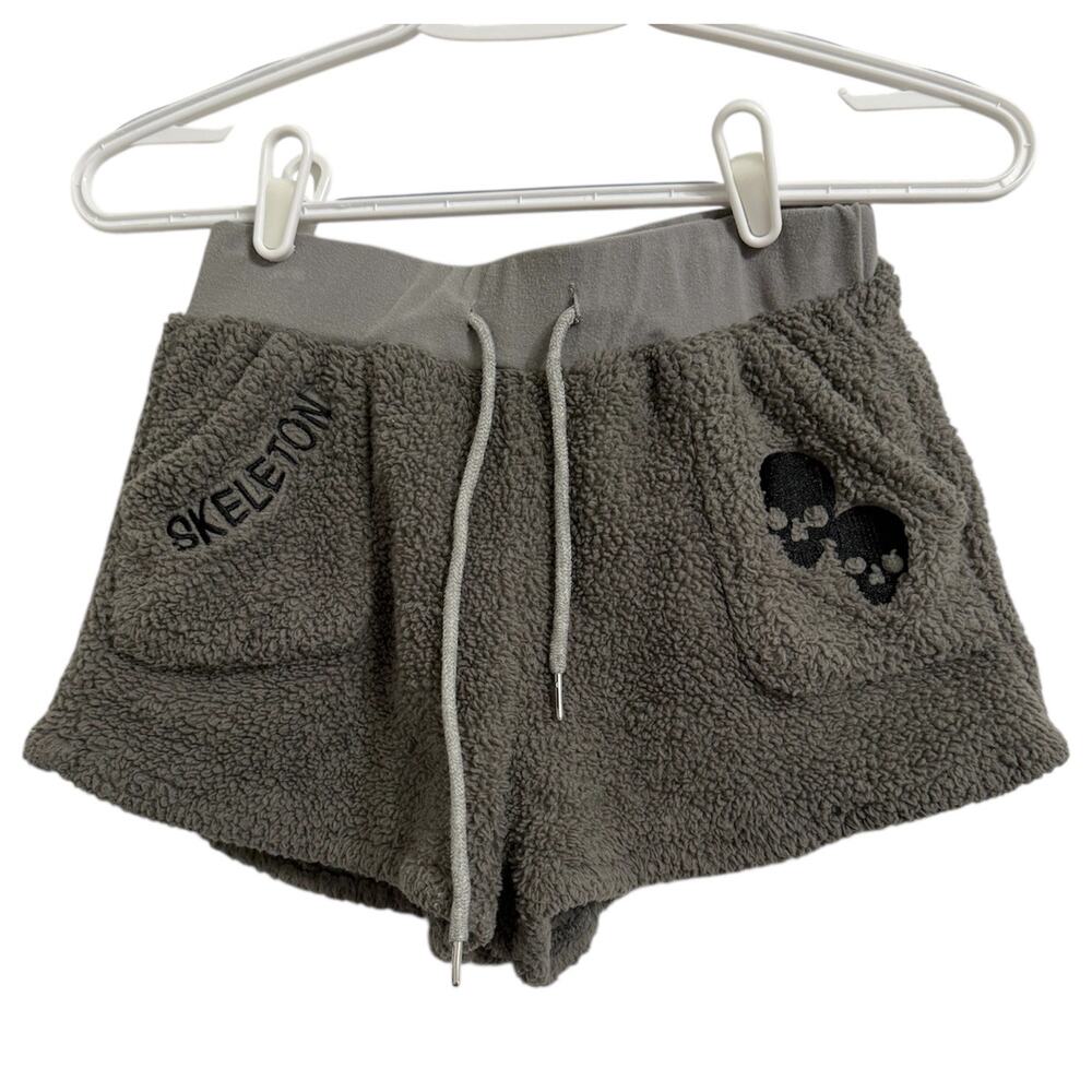 Romwe Grey Comfy Small Sleep Shorts Skeleton Gothic Skull Grunge Witchy Punk
